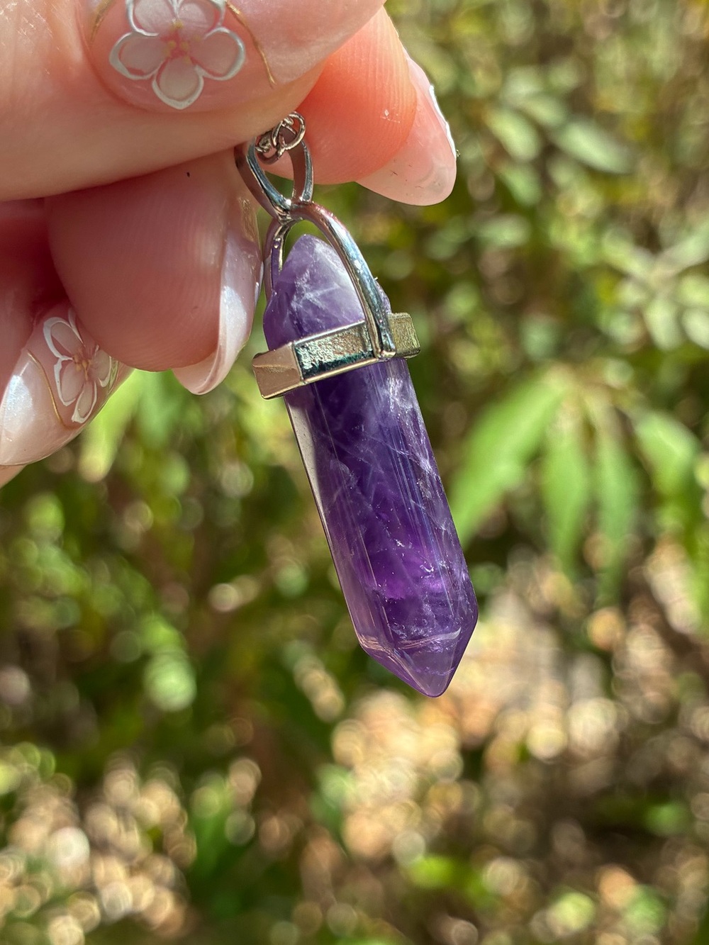 Natural Amethyst Crystal Point Necklace – Silver Gemstone Pendant Jewelry